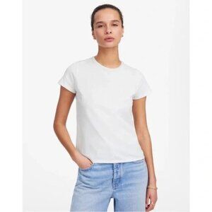 Madewell White Short Sleeve Crew Neck Slim Shrunken Tee S NWT